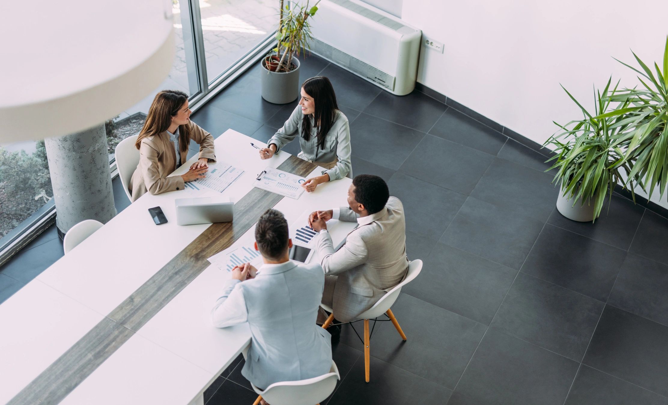 Business advisory team meeting in office